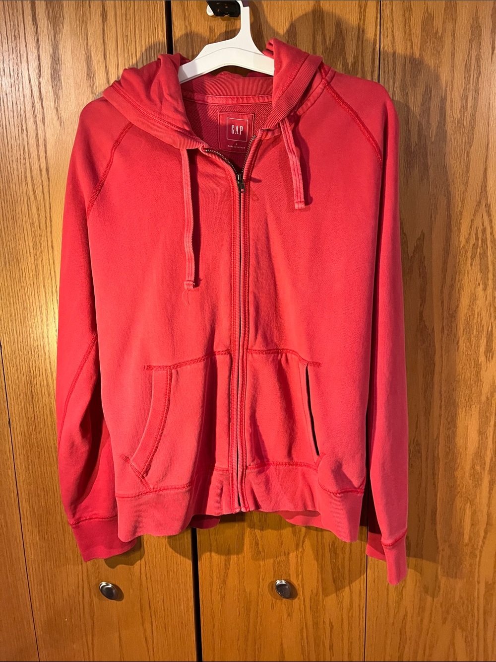 GAP Bright Red Full-Zip Hoodie with Front Pockets
